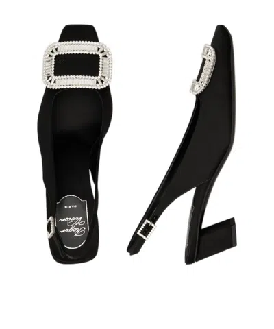Roger Vivier Belle Vivier Crystal Buckle Slingback Pumps In Black