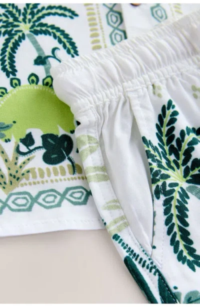 Next Kids' Dino Short Sleeve Button-up Shirt & Shorts Set In White