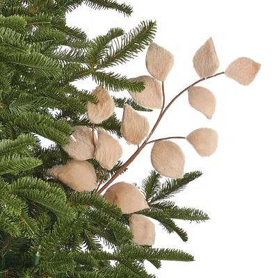 Frontgate Set Of 6 Faux Fur Leaf Stem In Neutral