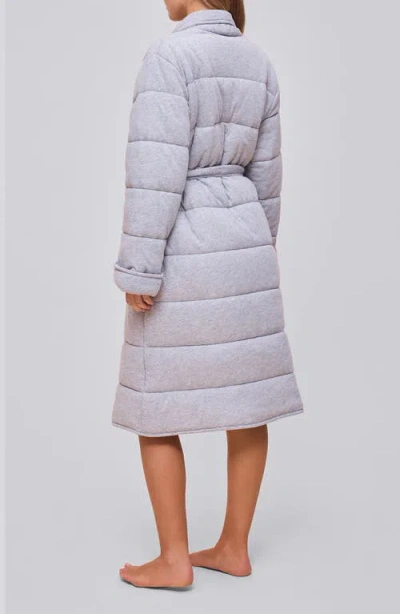 Papinelle Cuddle Puffa Quilted Cotton Midi Robe In Gray