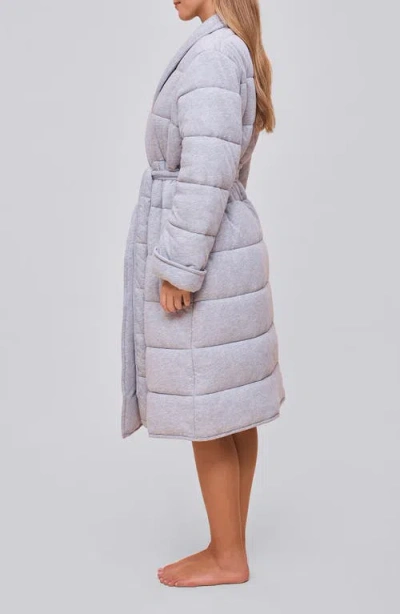 Papinelle Cuddle Puffa Quilted Cotton Midi Robe In Gray