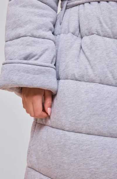 Papinelle Cuddle Puffa Quilted Cotton Midi Robe In Gray