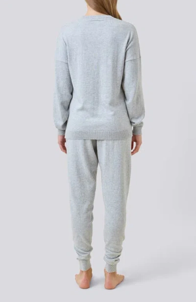 Papinelle Cotton Cashmere Crew Neck Long Sleeve Top In Blue