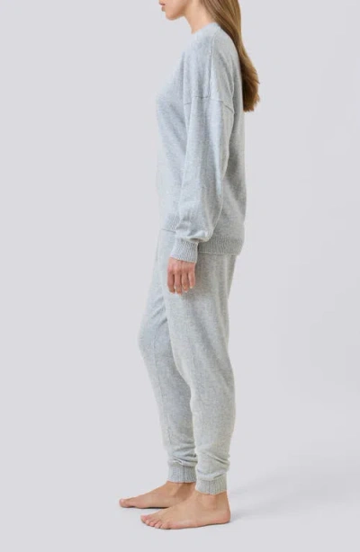 Papinelle Cotton Cashmere Crew Neck Long Sleeve Top In Blue