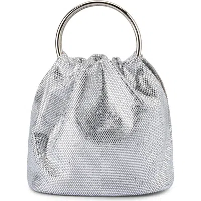 Olga Berg Mabel Crystal Top Handle Clutch In Silver