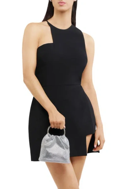 Olga Berg Mabel Crystal Top Handle Clutch In Silver