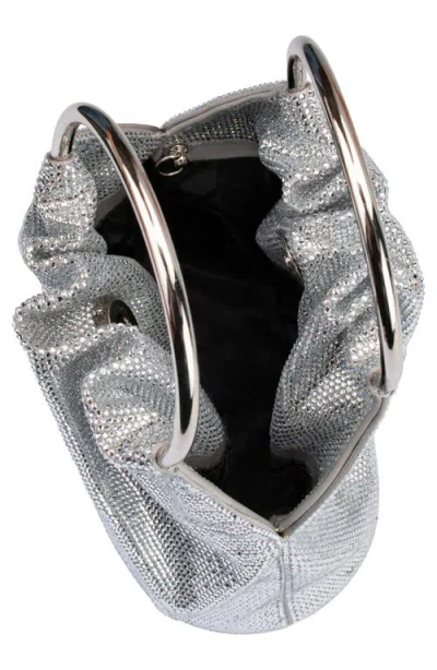Olga Berg Mabel Crystal Top Handle Clutch In Silver