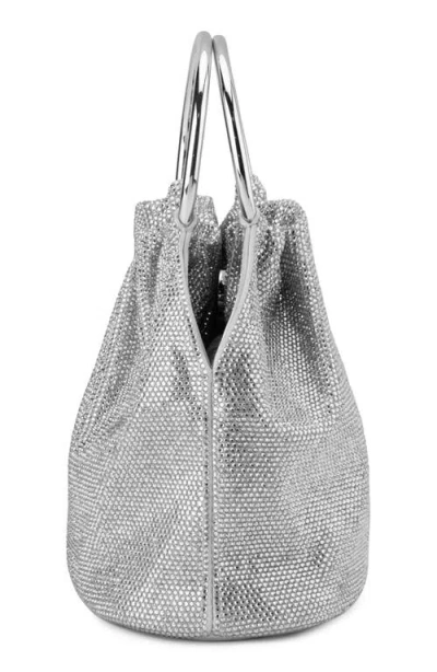 Olga Berg Mabel Crystal Top Handle Clutch In Silver