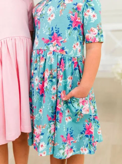 Rufflebutts Girls Knit Short Sleeve Twirl Dress In Multi