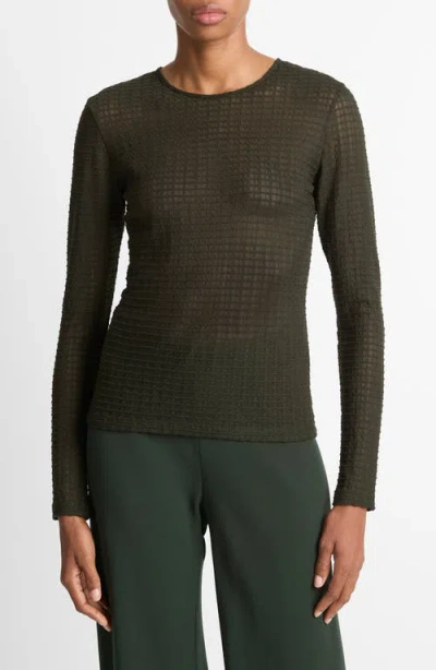 Vince Long Sleeve Crewneck Top In Green