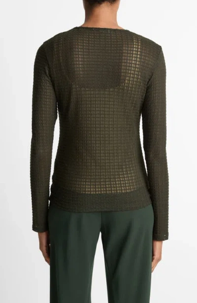 Vince Long Sleeve Crewneck Top In Green