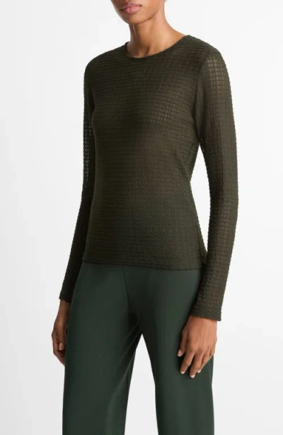Vince Long Sleeve Crewneck Top In Green