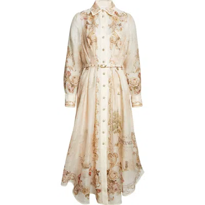 Zimmermann 'memento Buttoned Midi' Dress In Neutral