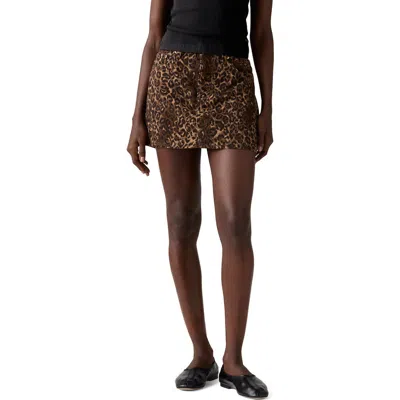 Levi's Womens Cat Eyes Icon Leopard-print Denim Mini Skirt In Gold