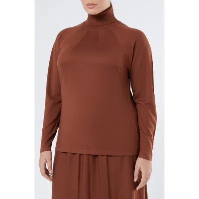 Marina Rinaldi Fatima Turtleneck Virgin Wool & Cashmere Sweater In Red