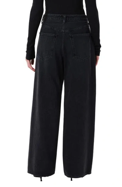 Agolde Vana Black Low-crotch Jeans With Book Closure In Denim Woman In Gray