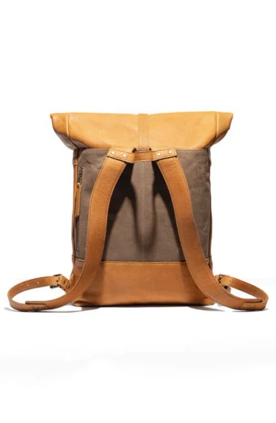 Will Leather Goods Roll Top Backpack In Brown