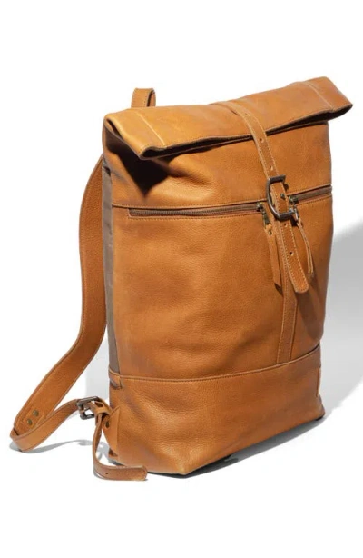 Will Leather Goods Roll Top Backpack In Brown