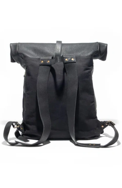Will Leather Goods Roll Top Backpack In Black