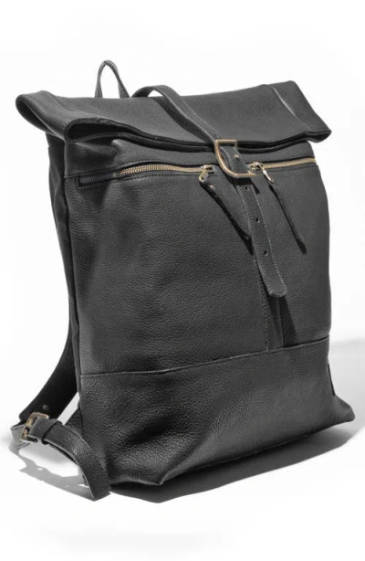 Will Leather Goods Roll Top Backpack In Black