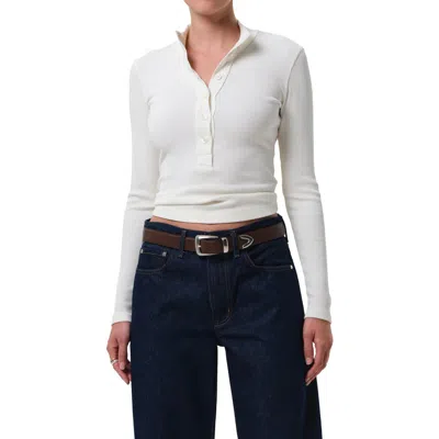 Citizen Of Humanity Citizens Of Humanity Sheena Long Sleeve Rib Polo In White