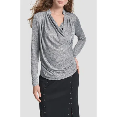 Dkny Women's Long Sleeve Heather Cowl Neck Top In Gray