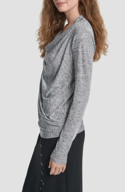Dkny Women's Long Sleeve Heather Cowl Neck Top In Gray