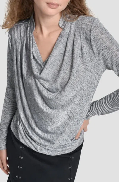 Dkny Women's Long Sleeve Heather Cowl Neck Top In Gray