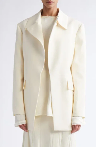 Jil Sander Inverted Lapel Tailored Blazer In White