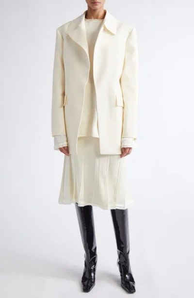 Jil Sander Inverted Lapel Tailored Blazer In White