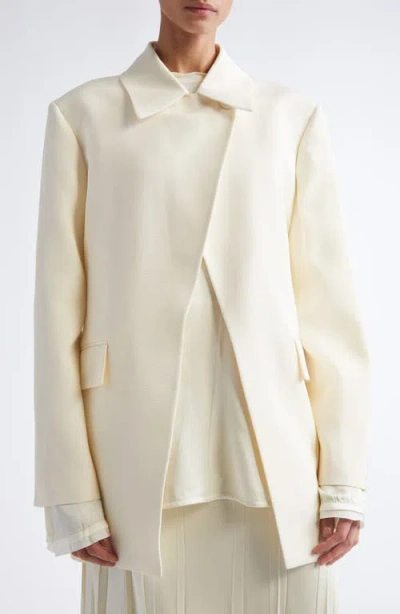 Jil Sander Inverted Lapel Tailored Blazer In White