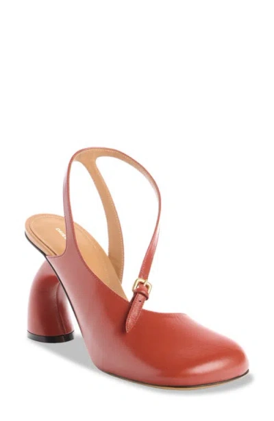 Dries Van Noten Arched Heel Asymmetric Square Toe Pump In Brown
