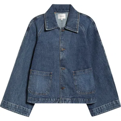 Frame The Patch Pocket Jacket Woman Denim Outerwear Blue Size M Recycled Cotton In Blue