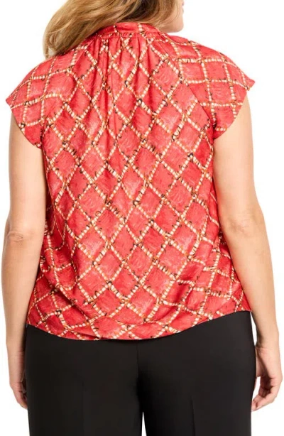 Nic + Zoe Nic+zoe Squiggle Check Cap Sleeve Top In Multi