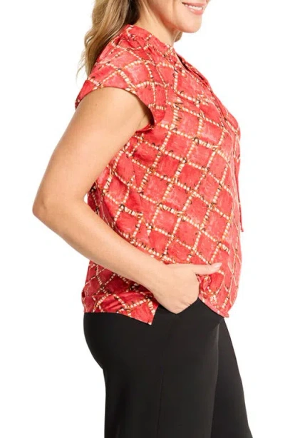 Nic + Zoe Nic+zoe Squiggle Check Cap Sleeve Top In Multi