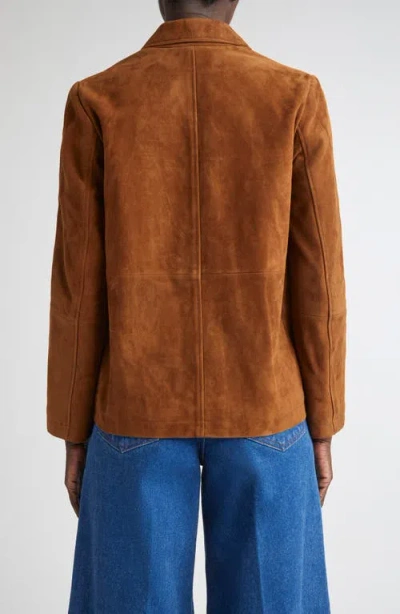 St John St. John Ojai Sequin & Bead Embellished Suede Jacket In Gold