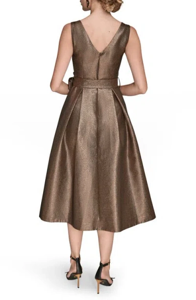 Donna Karan Wrap Effect Bow Waist Midi Gown In Brown