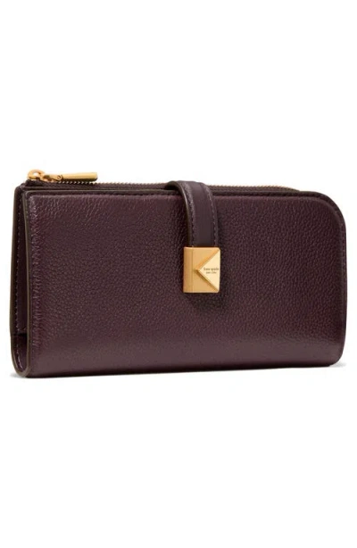 Kate Spade Deco Zip Slim Wallet In Burgundy