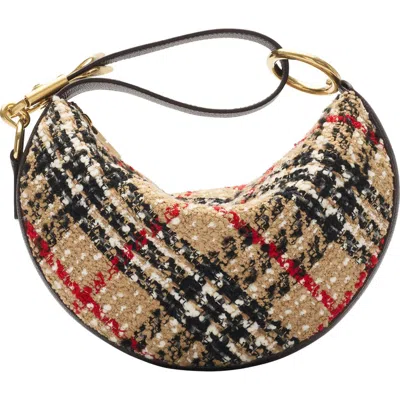 Burberry Knight Arc Boucle Check Shoulder Bag In Sand