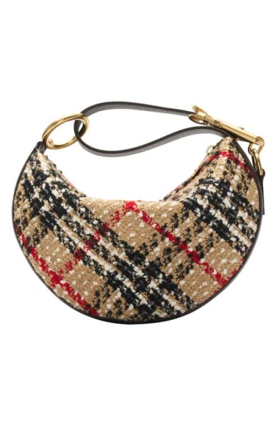 Burberry Knight Arc Boucle Check Shoulder Bag In Sand