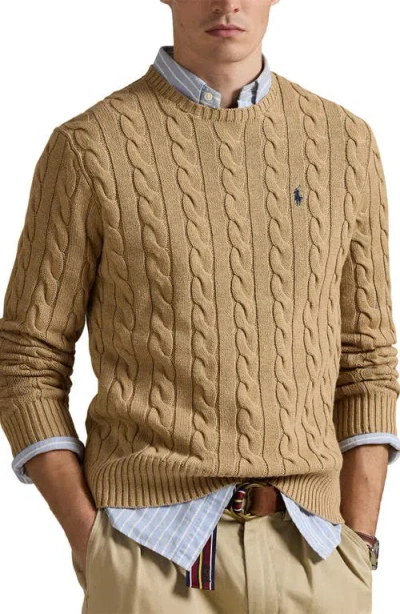 Polo Ralph Lauren Iconica Maglia A Trecce Lana E Cashmere. Regular-fit. Girocollo. Sweater In Nude