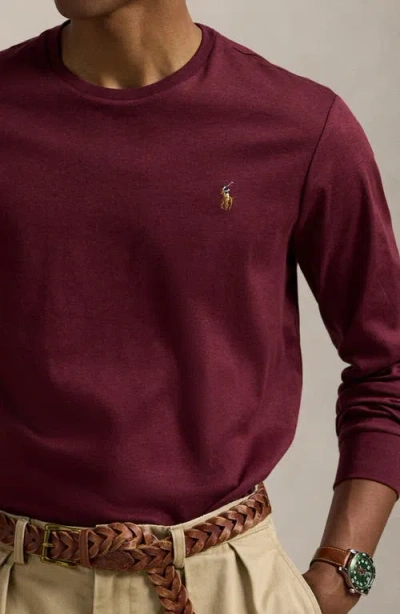 Polo Ralph Lauren Soft Touch Long Sleeve T-shirt In Burgundy