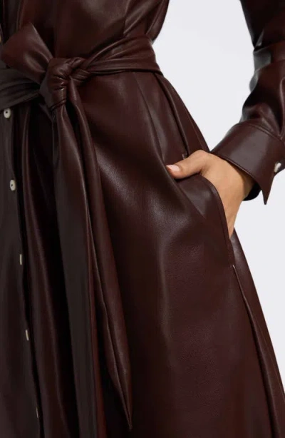 Foxcroft Rocca Long Sleeve Faux Leather Shirtdress In Brown