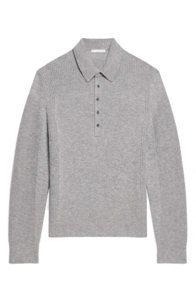 Helmut Lang Relaxed Fit Block Knit Wool Polo Sweater In Gray