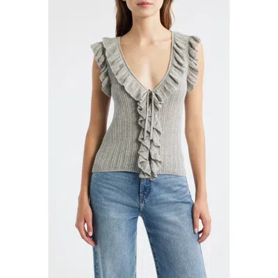 Loveshackfancy Elizabelle Ruffle Sleeveless Top In Gray