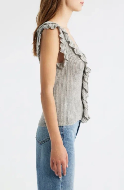 Loveshackfancy Elizabelle Ruffle Sleeveless Top In Gray
