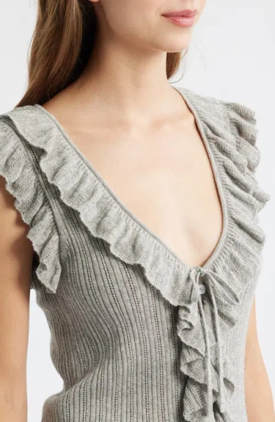 Loveshackfancy Elizabelle Ruffle Sleeveless Top In Gray