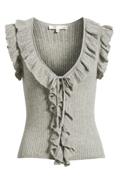 Loveshackfancy Elizabelle Ruffle Sleeveless Top In Gray