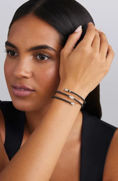 Lagos Sterling Silver Black Caviar Ceramic Beaded Wrap Bracelet In Black
