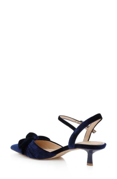 Jewel Badgley Mischka Ember Ankle Strap Pointed Toe Kitten Heel Pump In Blue